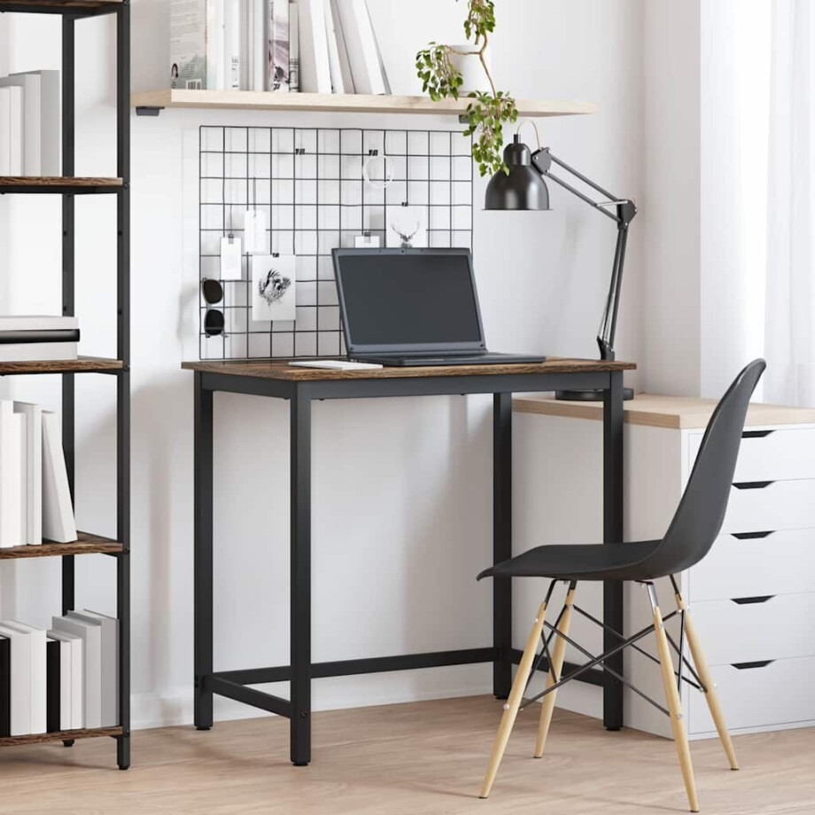 vidaXL Tafel Gerookt eiken 100 x 50 x 76,5 cm Engineered hout en staal afbeelding 1