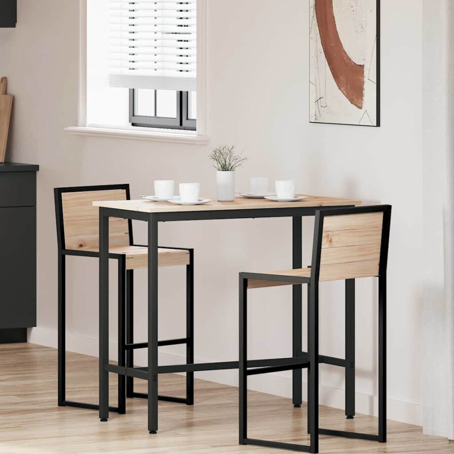 vidaXL Tafel Naturel 100 x 50 x 91 cm Engineered hout en staal afbeelding 1