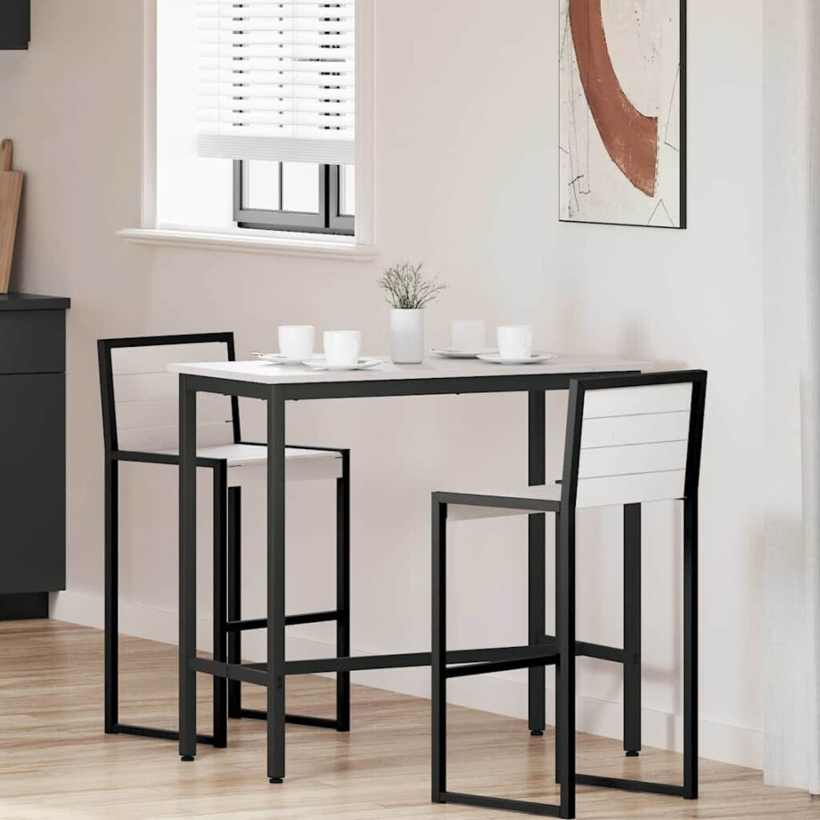 vidaXL Tafel Wit 100 x 50 x 91 cm Engineered hout en staal afbeelding 1