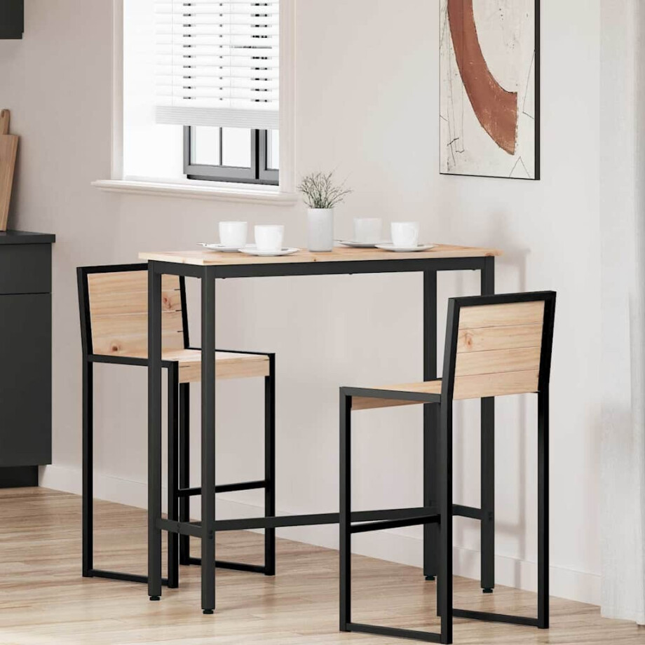 vidaXL Tafel Naturel 100 x 40 x 101 cm Engineered hout en staal afbeelding 1