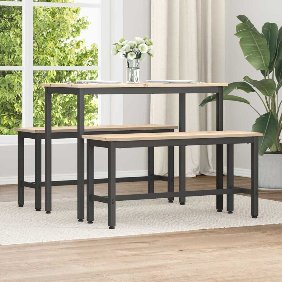 vidaXL Eetbank Naturel 100 x 32,5 x 49 cm Massief grenenhout afbeelding 1