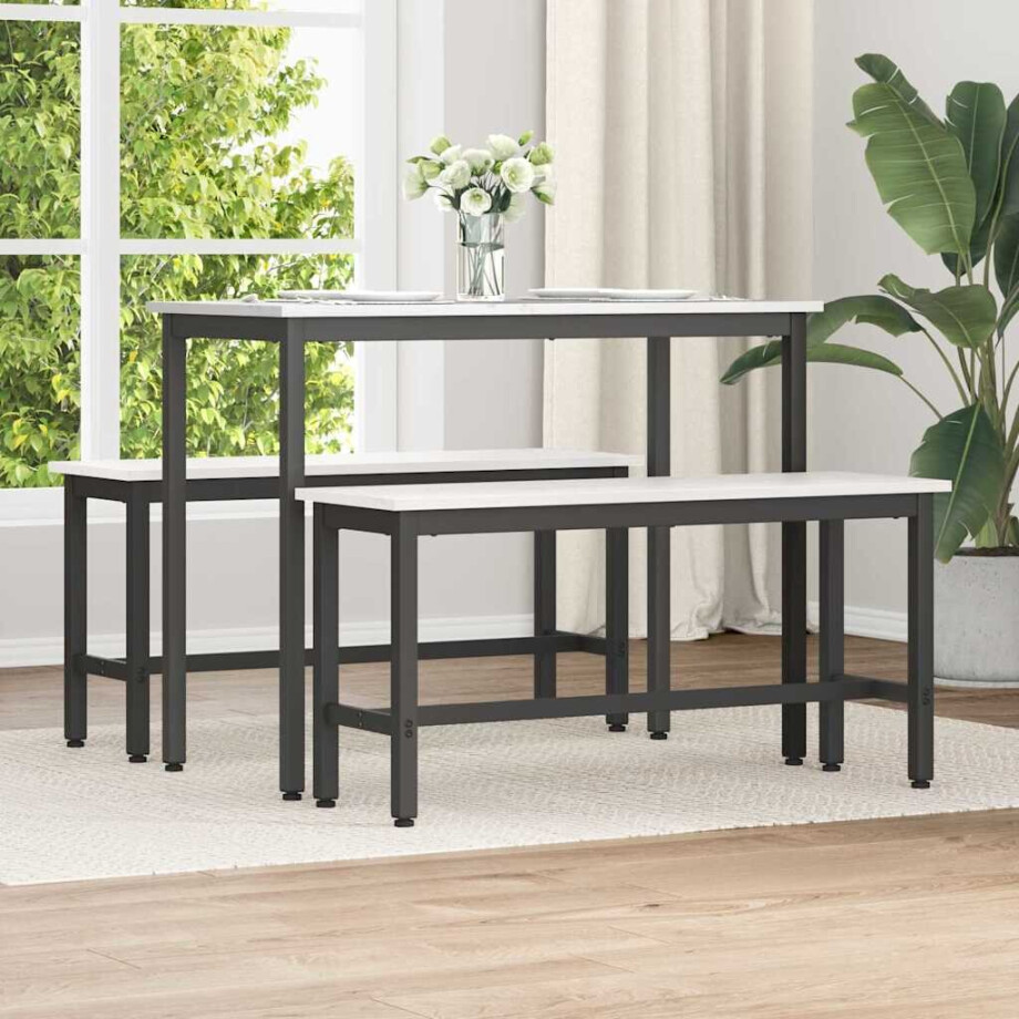 vidaXL Eetbank Wit 100 x 32,5 x 49 cm Massief grenenhout afbeelding 1