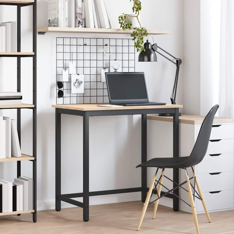 vidaXL Tafel Naturel 80 x 50 x 77 cm Engineered hout en staal vidaXL Tafel Naturel 80 x 50 x 77 cm Engineered hout en staal afbeelding 1