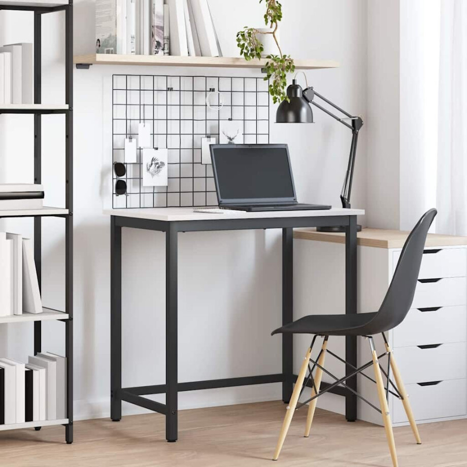 vidaXL Tafel Wit 80 x 50 x 77 cm Engineered hout en staal vidaXL Tafel Wit 80 x 50 x 77 cm Engineered hout en staal afbeelding 1