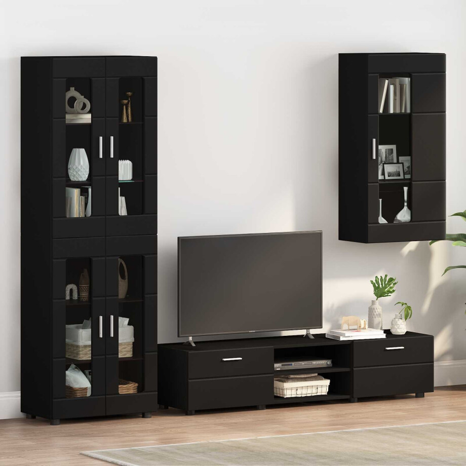 vidaXL Houten Kast met opslag Zwart 50 x 29 x 100 cm Bewerkt hout vidaXL Houten Kast met opslag Zwart 50 x 29 x 100 cm Bewerkt hout afbeelding 1