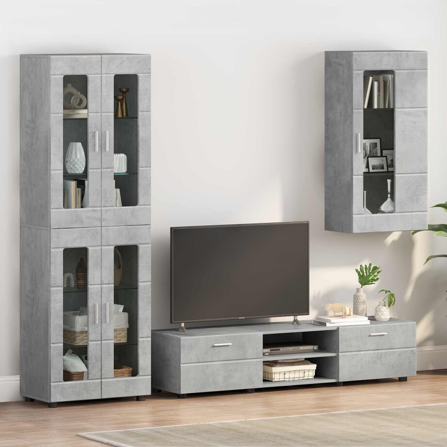 vidaXL Houten Kast Beton Grijs 50 x 29 x 100 cm Bewerkt hout vidaXL Houten Kast Beton Grijs 50 x 29 x 100 cm Bewerkt hout afbeelding 1
