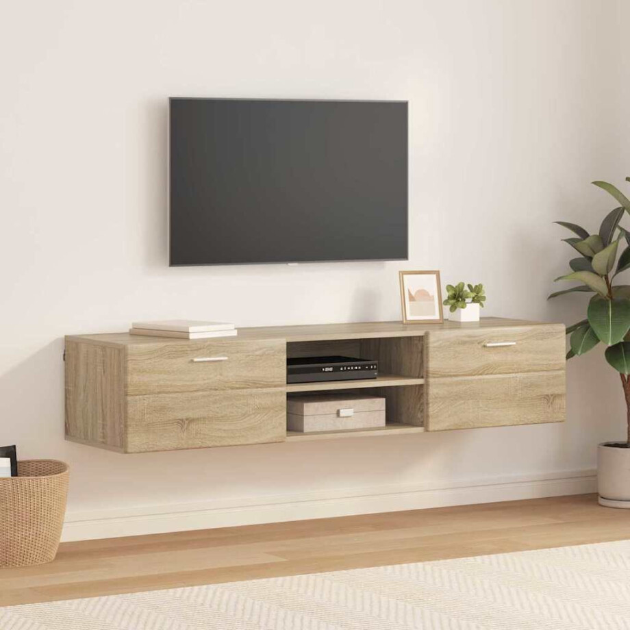 vidaXL Houten Kast met lade Sonoma Eiken 150 x 39 x 30 cm Bewerkt hout afbeelding 1