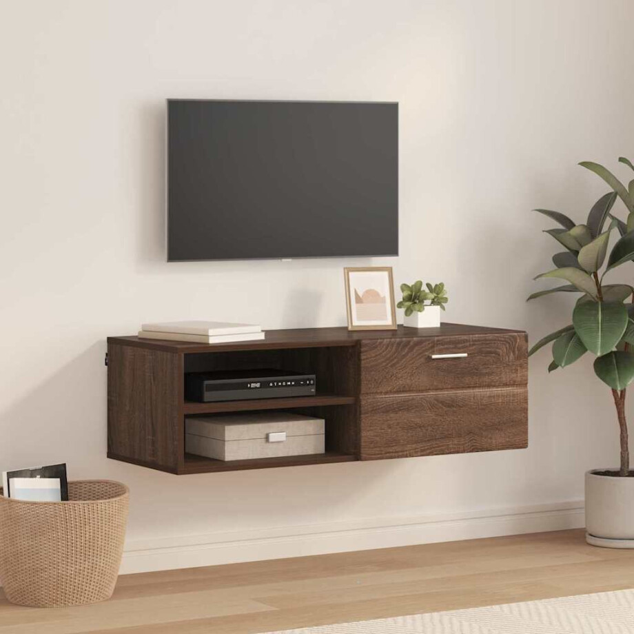 vidaXL TV-kast bruin eikenkleur 100.5 x 39 x 30 cm Bewerkt hout afbeelding 1