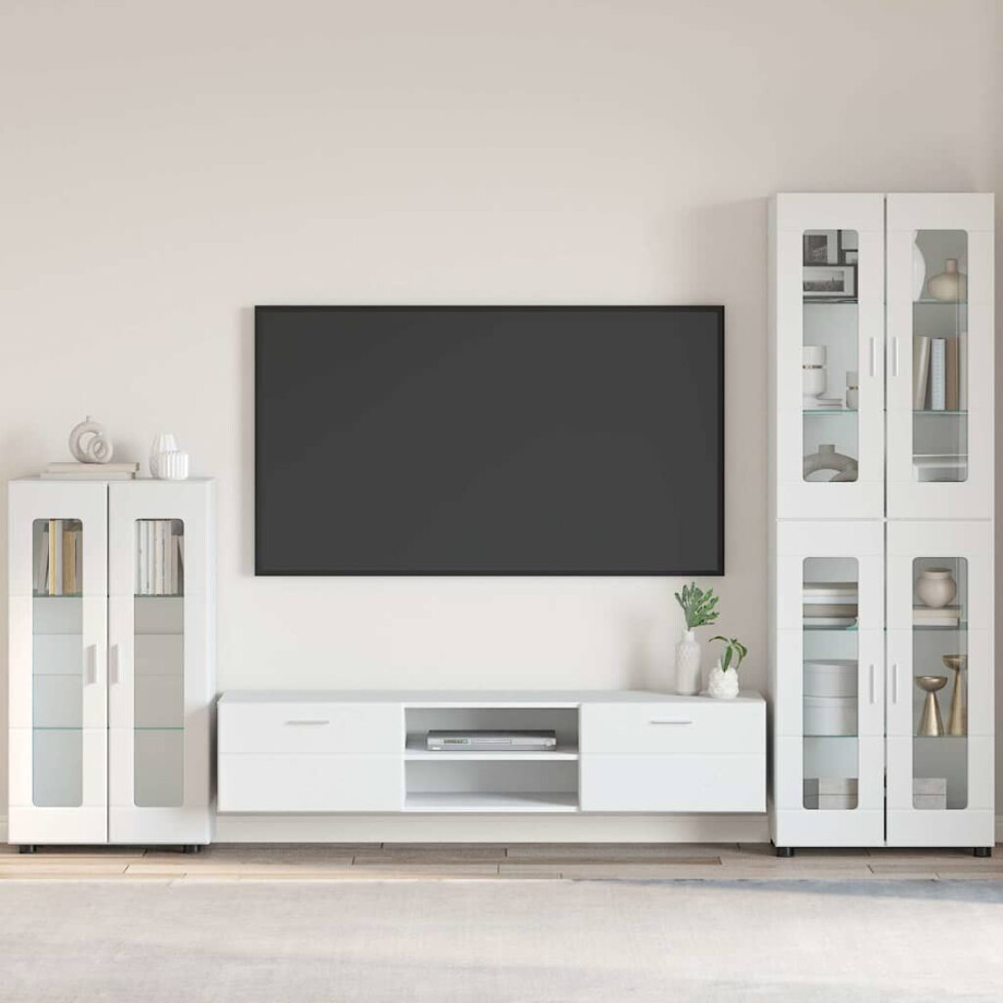 vidaXL Dressoir met plank FLORIN Wit 55,5 x 29 x 100 cm Bewerkt hout vidaXL Dressoir met plank FLORIN Wit 55,5 x 29 x 100 cm Bewerkt hout afbeelding 1