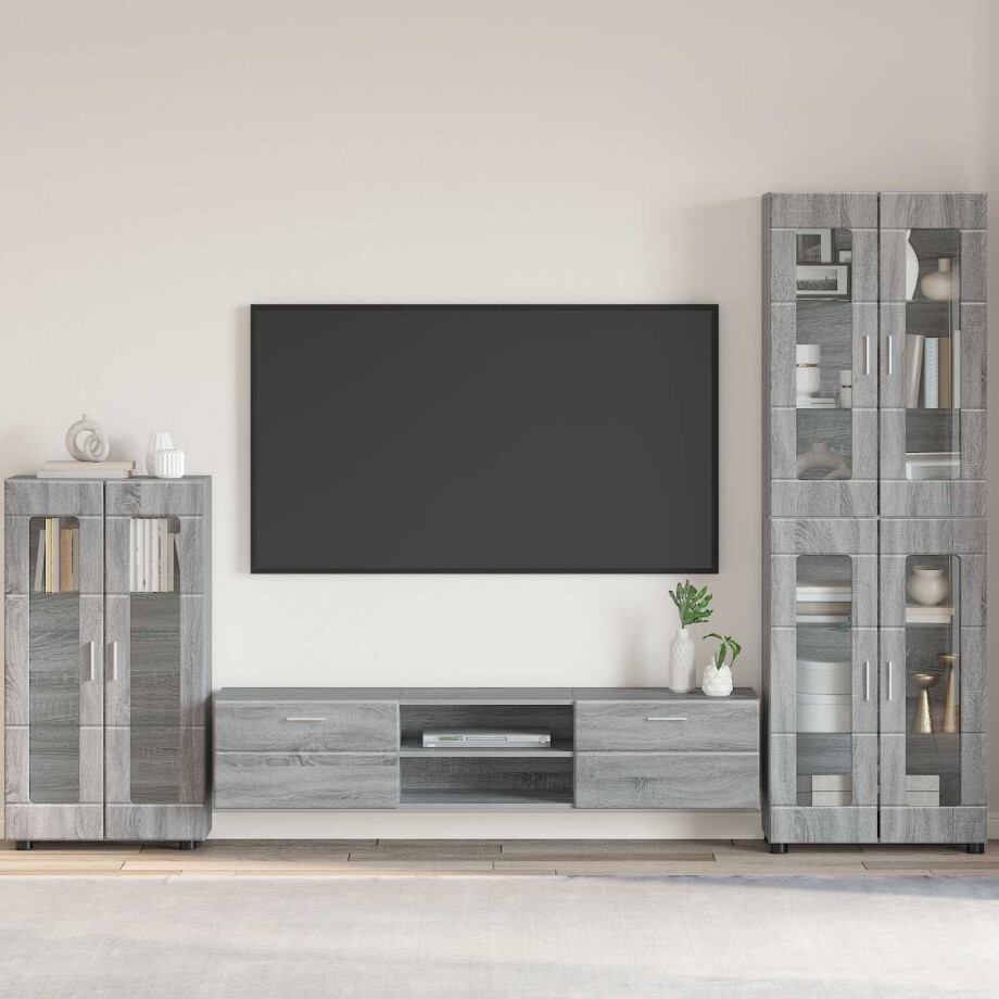 vidaXL Dressoir FLORIN Grijs Sonoma 55,5 x 29 x 100 cm Bewerkt hout vidaXL Dressoir FLORIN Grijs Sonoma 55,5 x 29 x 100 cm Bewerkt hout afbeelding 1