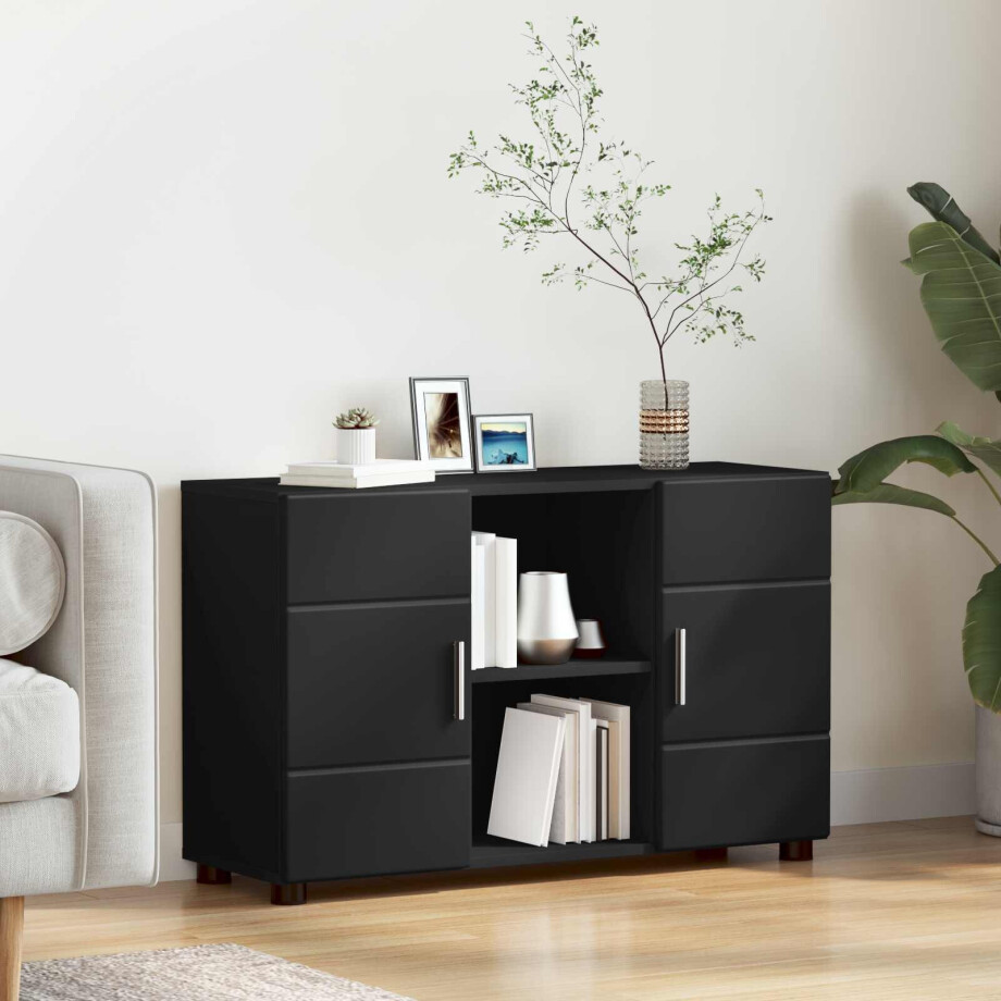 vidaXL Dressoir FLORIN Zwart 88,5 x 30,5 x 55,5 cm Bewerkt hout vidaXL Dressoir FLORIN Zwart 88,5 x 30,5 x 55,5 cm Bewerkt hout afbeelding 1