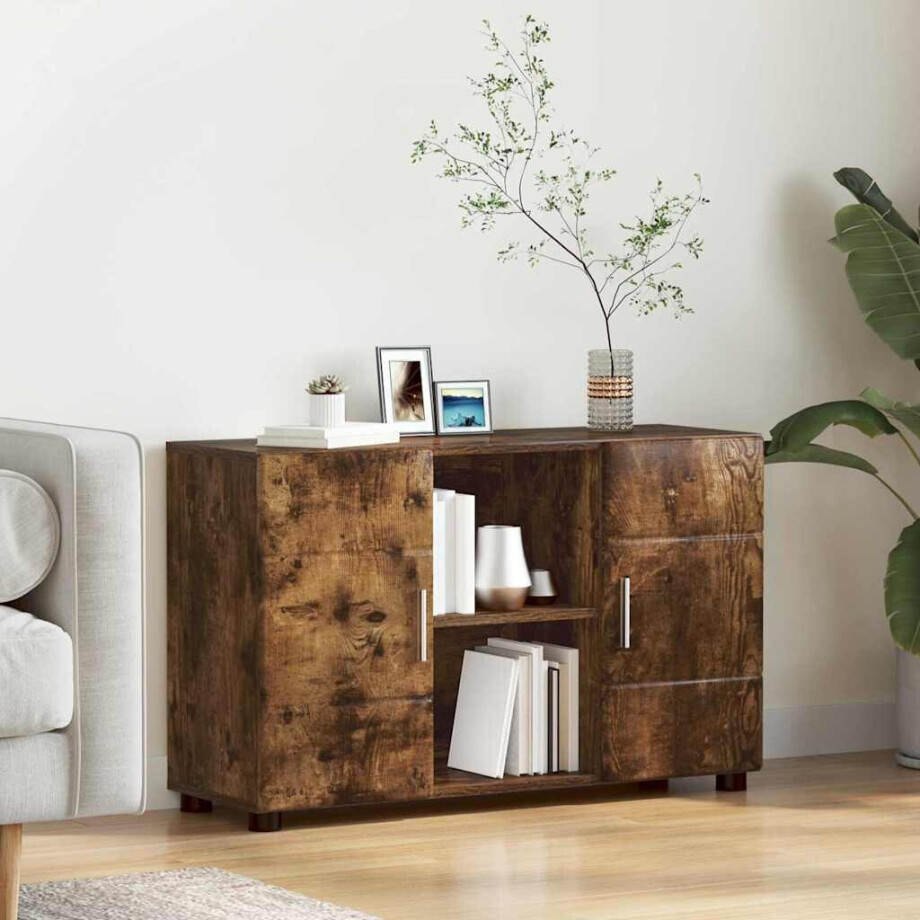 vidaXL Dressoir met plank FLORIN Gerookt eiken 88,5 x 30,5 x 55,5 cm vidaXL Dressoir met plank FLORIN Gerookt eiken 88,5 x 30,5 x 55,5 cm afbeelding 1