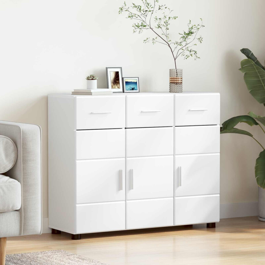 vidaXL Dressoir met plank FLORIN Wit 88,5 x 30,5 x 73 cm Bewerkt hout afbeelding 1