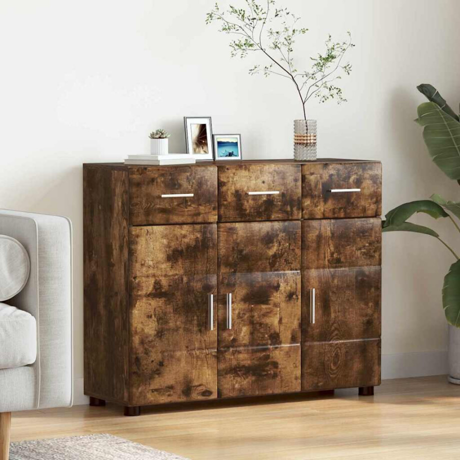 vidaXL Dressoir FLORIN Gerookt eiken 88,5 x 30,5 x 73 cm Bewerkt hout vidaXL Dressoir FLORIN Gerookt eiken 88,5 x 30,5 x 73 cm Bewerkt hout afbeelding 1