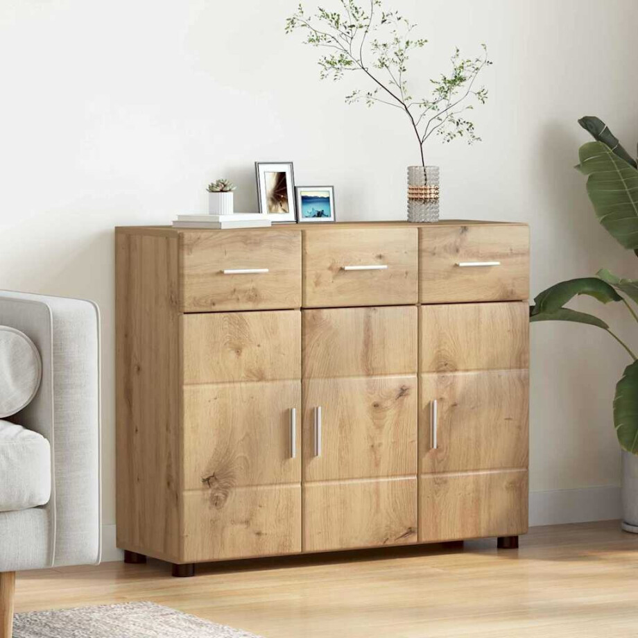 vidaXL Dressoir FLORIN Artisan Eiken 88,5 x 30,5 x 73 cm Bewerkt hout vidaXL Dressoir FLORIN Artisan Eiken 88,5 x 30,5 x 73 cm Bewerkt hout afbeelding 1
