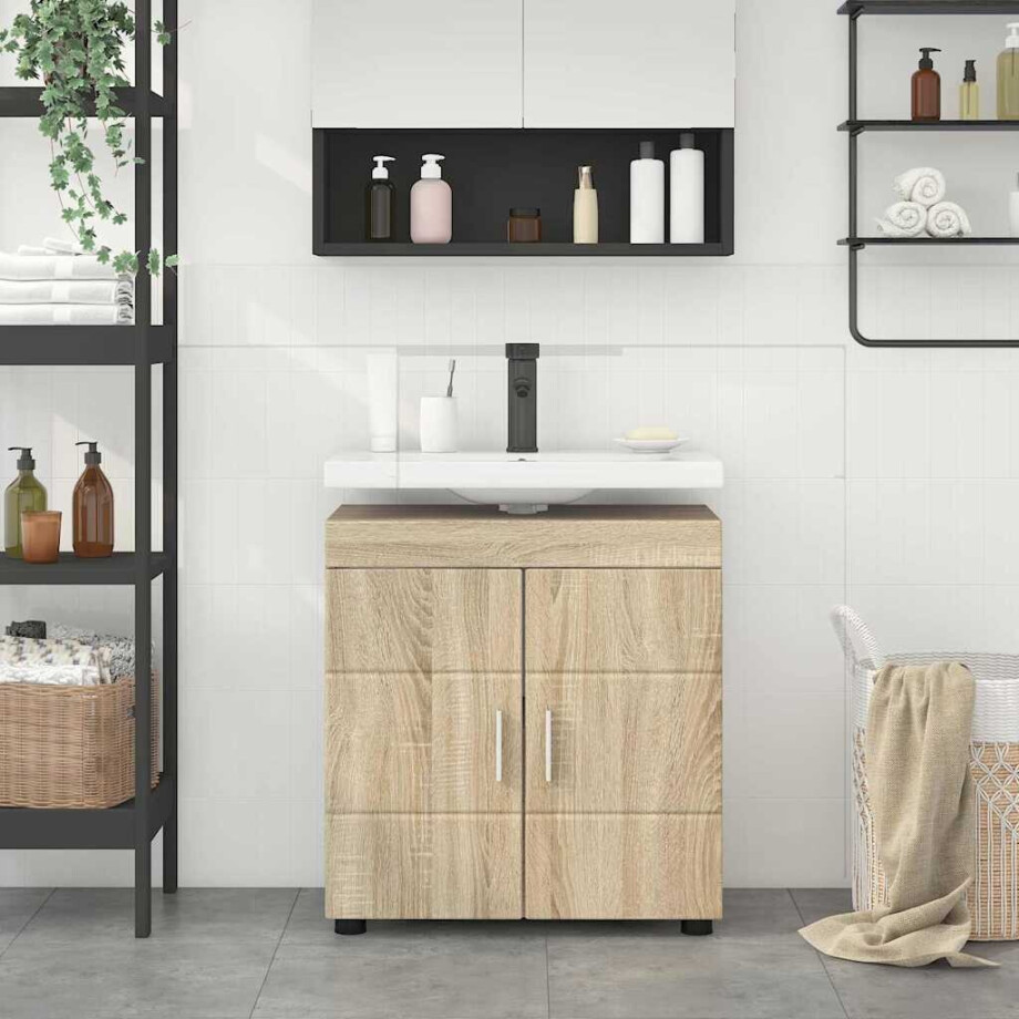vidaXL Badkamerkastenset met opslag TULUM Sonoma Eiken 60 x 34 x 63 cm afbeelding 1