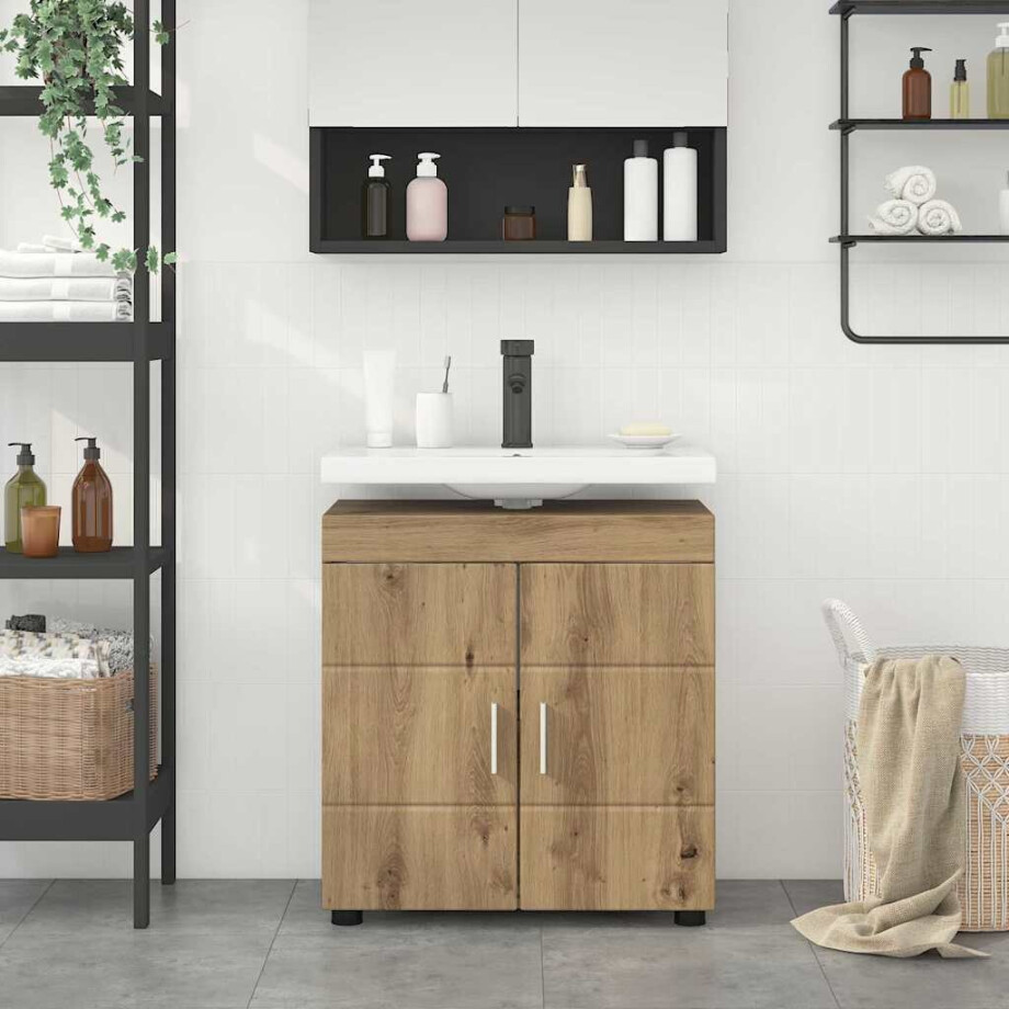 vidaXL Badkamerkastenset TULUM Artisan Eiken 60 x 34 x 63 cm afbeelding 1