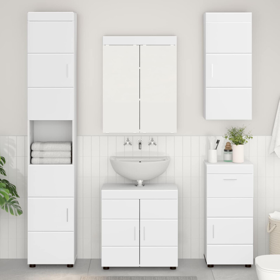 vidaXL Badkamer wandkast TULUM Wit 37 x 24,5 x 86 cm Bewerkt hout afbeelding 1