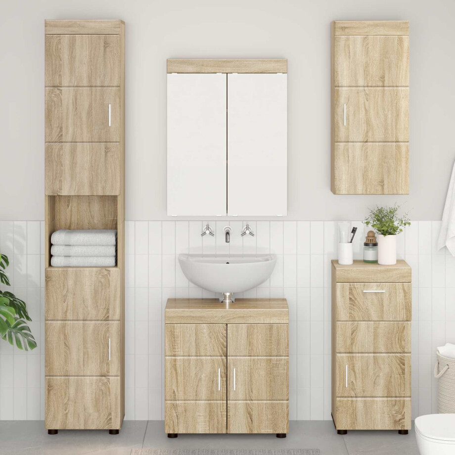 vidaXL Badkamer wandkast TULUM Sonoma Eiken 37 x 24,5 x 86 cm vidaXL Badkamer wandkast TULUM Sonoma Eiken 37 x 24,5 x 86 cm afbeelding 1