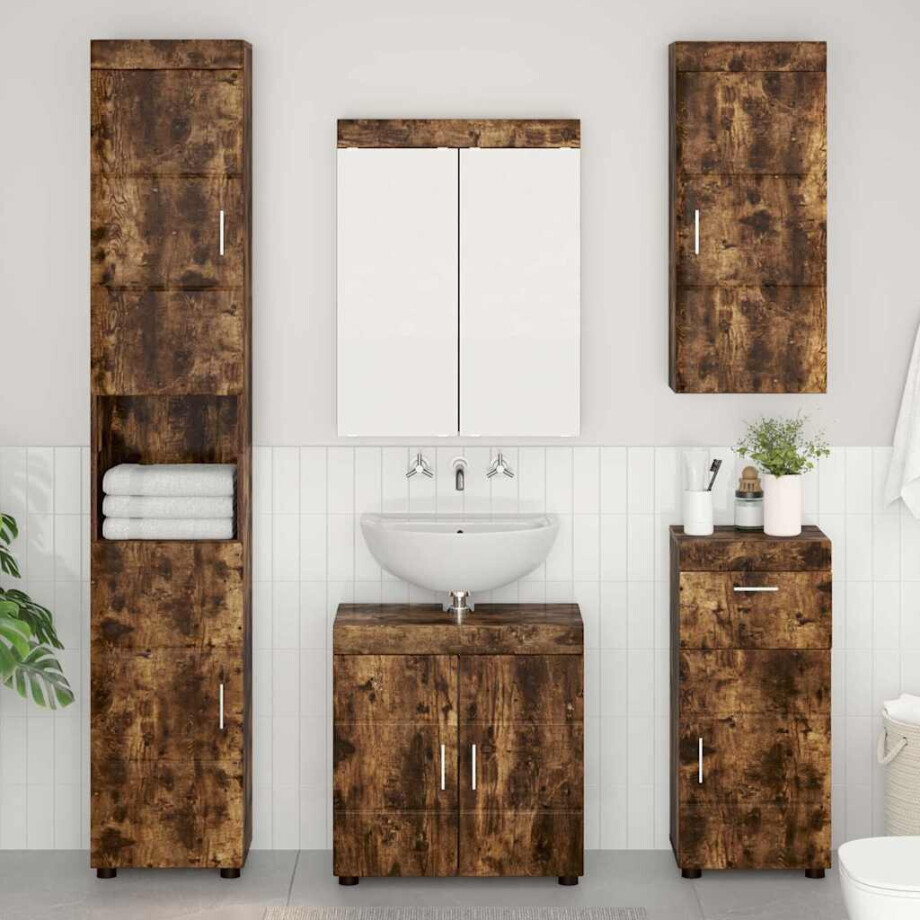 vidaXL Badkamer wandkast TULUM Gerookt eiken 37 x 24,5 x 86 cm afbeelding 1