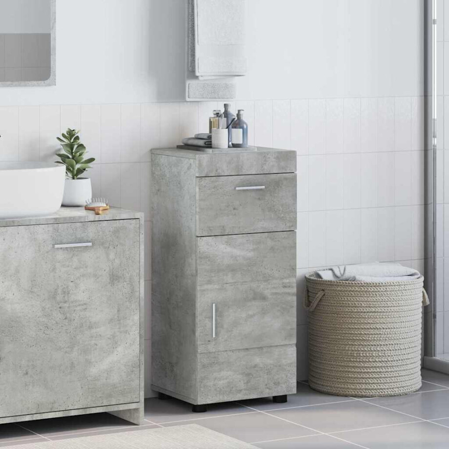 vidaXL Badkamerkastenset met lade TULUM Beton Grijs 37 x 31,5 x 82 cm afbeelding 1