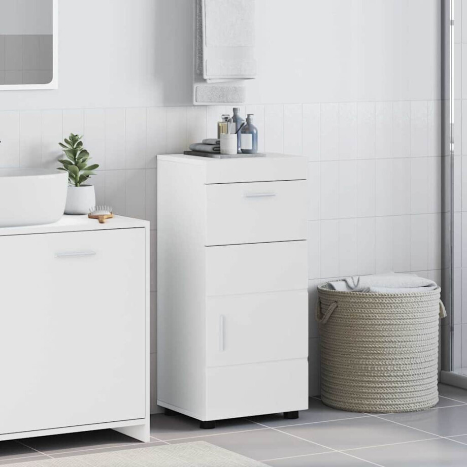 vidaXL Badkamer Kast Hoogglans wit 37 x 31.5 x 82 cm Bewerkt hout vidaXL Badkamer Kast Hoogglans wit 37 x 31.5 x 82 cm Bewerkt hout afbeelding 1