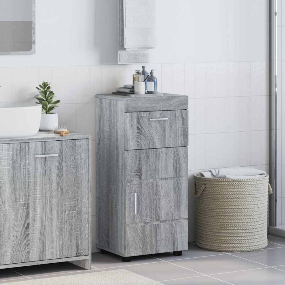 vidaXL Badkamer Kast Grijs sonoma 37 x 31.5 x 82 cm Bewerkt hout vidaXL Badkamer Kast Grijs sonoma 37 x 31.5 x 82 cm Bewerkt hout afbeelding 1