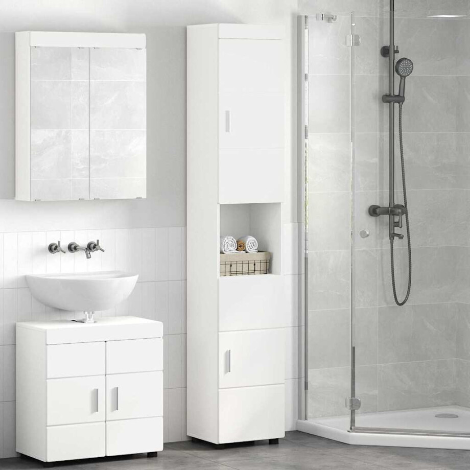 vidaXL Badkamer Kast met opslag Wit 37 x 31.5 x 203 cm Bewerkt hout vidaXL Badkamer Kast met opslag Wit 37 x 31.5 x 203 cm Bewerkt hout afbeelding 1