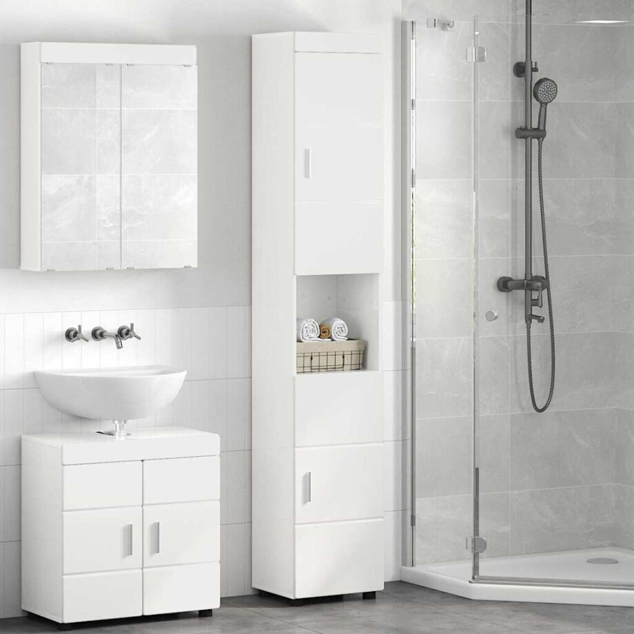 vidaXL Badkamer Kast Hoogglans wit 37 x 31.5 x 203 cm Bewerkt hout vidaXL Badkamer Kast Hoogglans wit 37 x 31.5 x 203 cm Bewerkt hout afbeelding 1