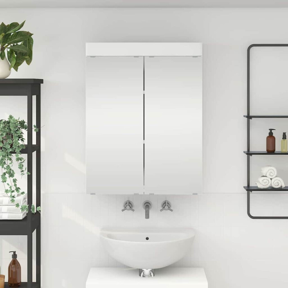 vidaXL Badkamer spiegelkast TULUM Wit 60 x 16,5 x 78 cm Bewerkt hout vidaXL Badkamer spiegelkast TULUM Wit 60 x 16,5 x 78 cm Bewerkt hout afbeelding 1