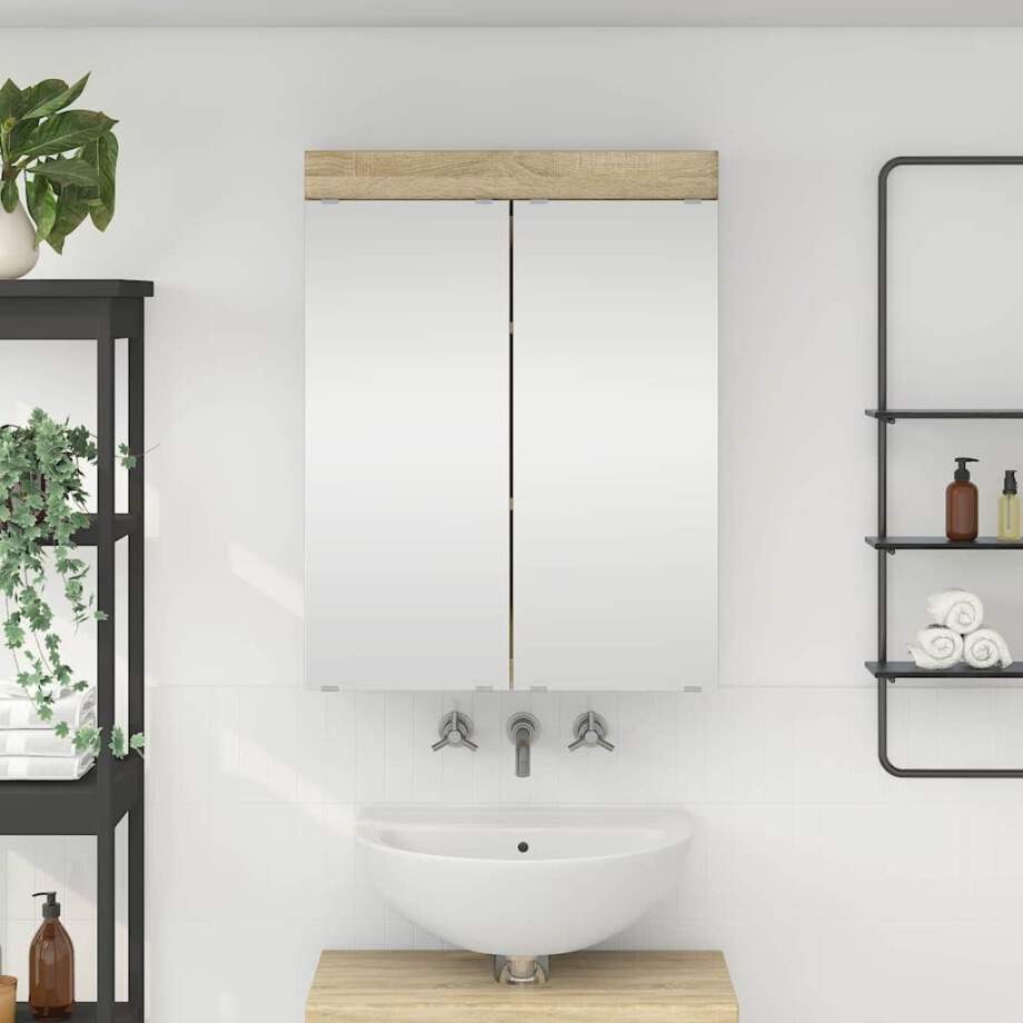 vidaXL Badkamer spiegelkast TULUM Sonoma Eiken 60 x 16,5 x 78 cm afbeelding 1