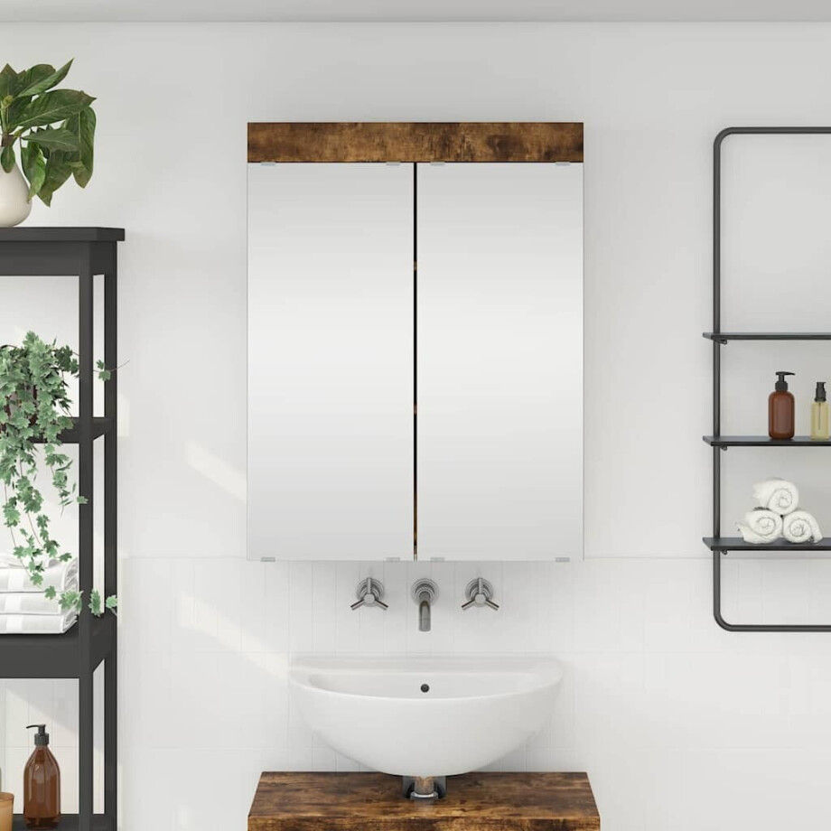 vidaXL Badkamer spiegelkast TULUM Gerookt eiken 60 x 16,5 x 78 cm vidaXL Badkamer spiegelkast TULUM Gerookt eiken 60 x 16,5 x 78 cm afbeelding 1