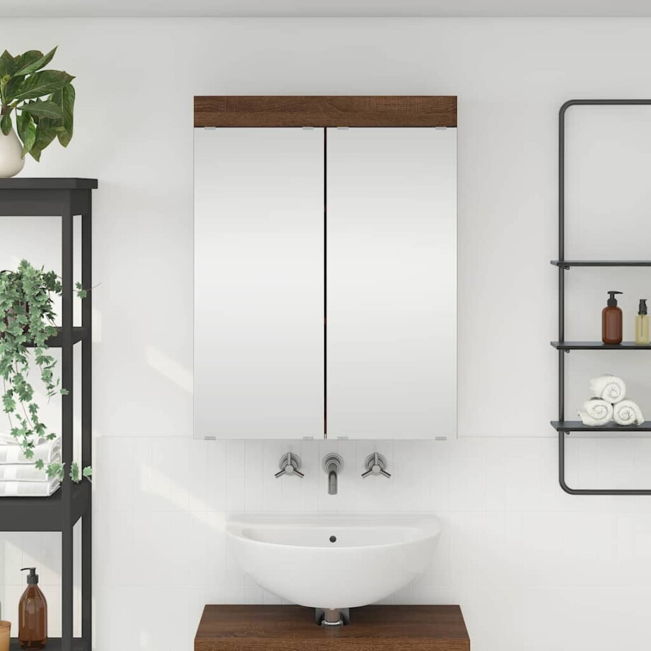vidaXL Badkamer spiegelkast TULUM Bruin Eiken 60 x 16,5 x 78 cm vidaXL Badkamer spiegelkast TULUM Bruin Eiken 60 x 16,5 x 78 cm afbeelding 1