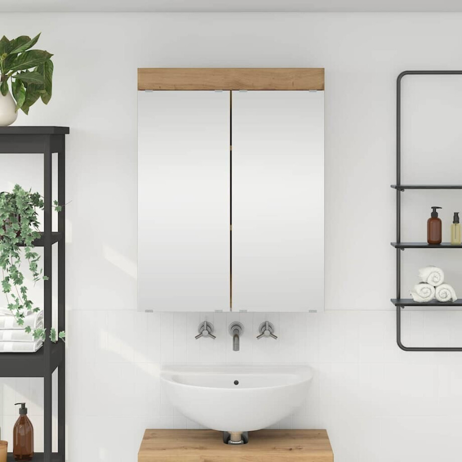 vidaXL Badkamer spiegelkast TULUM Artisan Eiken 60 x 16,5 x 78 cm afbeelding 1