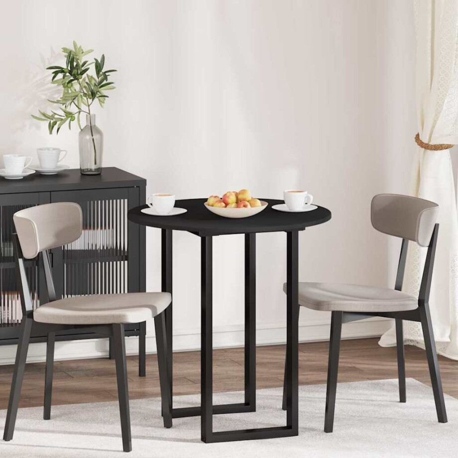 vidaXL Tafelblad Zwart Ø 70 x 1,5 cm Bewerkt hout afbeelding 1