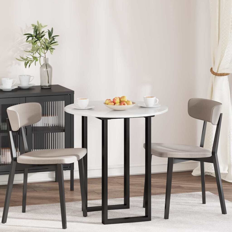vidaXL Tafelblad Hoogglans wit Ø 70 x 1,5 cm Bewerkt hout afbeelding 1
