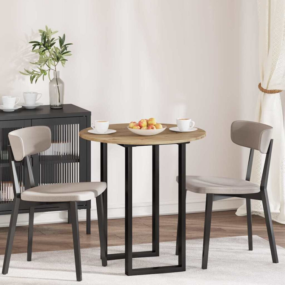 vidaXL Tafelblad artisanaal eikenkleurig Ø 70 x 1,5 cm Bewerkt hout afbeelding 1