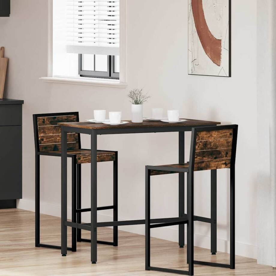 vidaXL Tafel Gerookt eiken 100 x 50 x 90,5 cm Engineered hout en staal afbeelding 1