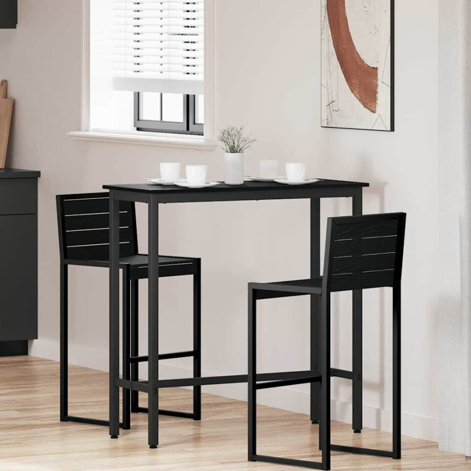 vidaXL Tafel Zwart Eiken 100 x 40 x 100,5 cm Engineered hout en staal afbeelding 1