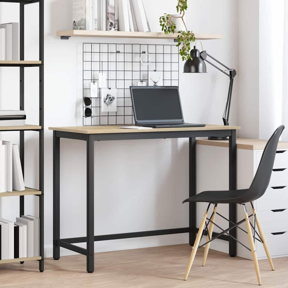 vidaXL Tafel Sonoma Eiken 80 x 50 x 76,5 cm Engineered hout en staal afbeelding 1