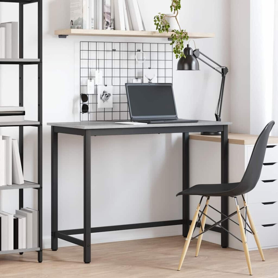 vidaXL Tafel Grijs Sonoma 80 x 50 x 76,5 cm Engineered hout en staal afbeelding 1