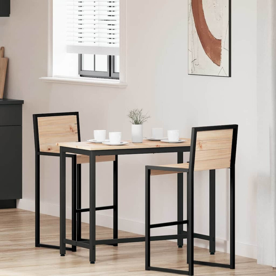 vidaXL Tafel Naturel 100 x 50 x 77 cm Engineered hout en staal afbeelding 1