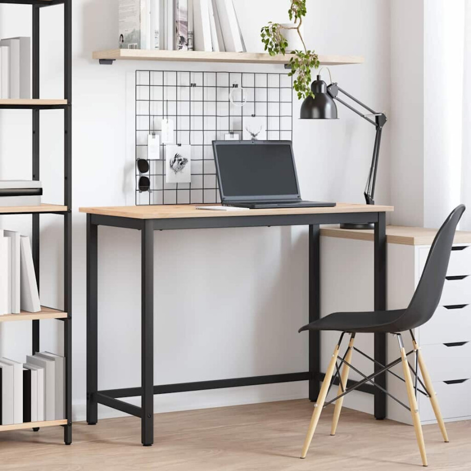 vidaXL Tafel Naturel 100 x 50 x 77 cm Engineered hout en staal vidaXL Tafel Naturel 100 x 50 x 77 cm Engineered hout en staal afbeelding 1