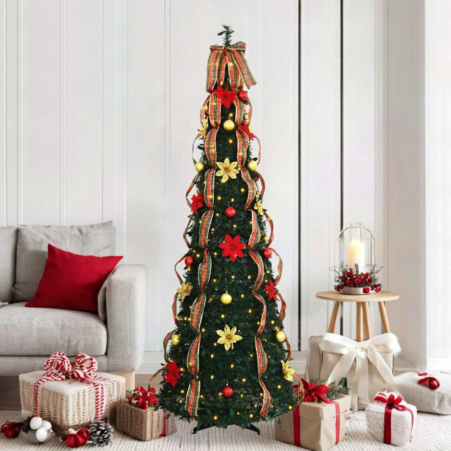 vidaXL Kunstkerstboom met 150 LED met standaard Groen 185 cm PVC afbeelding 1