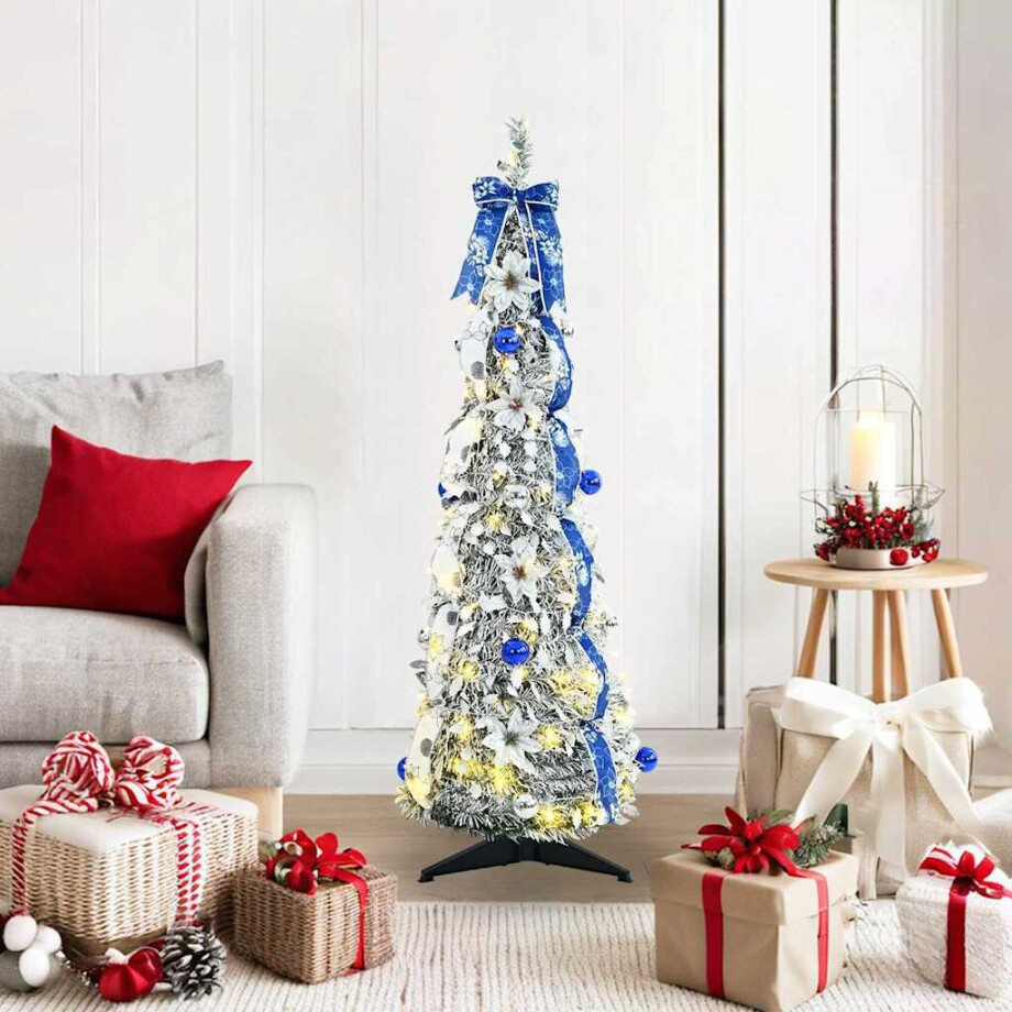 vidaXL Kunstkerstboom met 50 LED met standaard Wit 120 cm PVC afbeelding 1