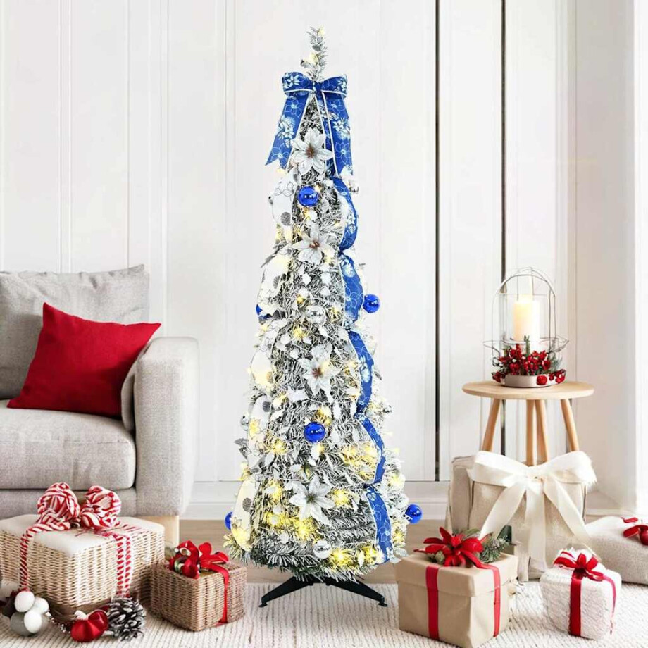 vidaXL Kunstkerstboom met 100 LED met standaard Wit 150 cm PVC afbeelding 1