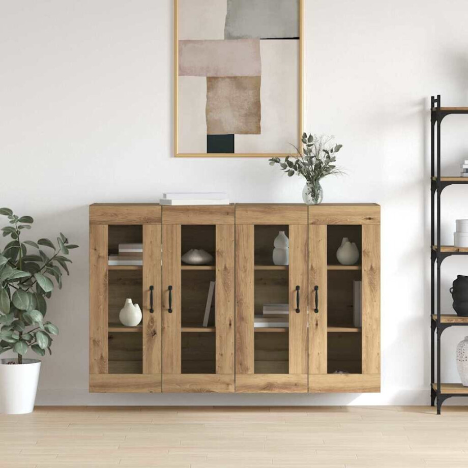 vidaXL Wandgemonteerde Kasten 2 pcs artisanaal eikenkleurig afbeelding 1
