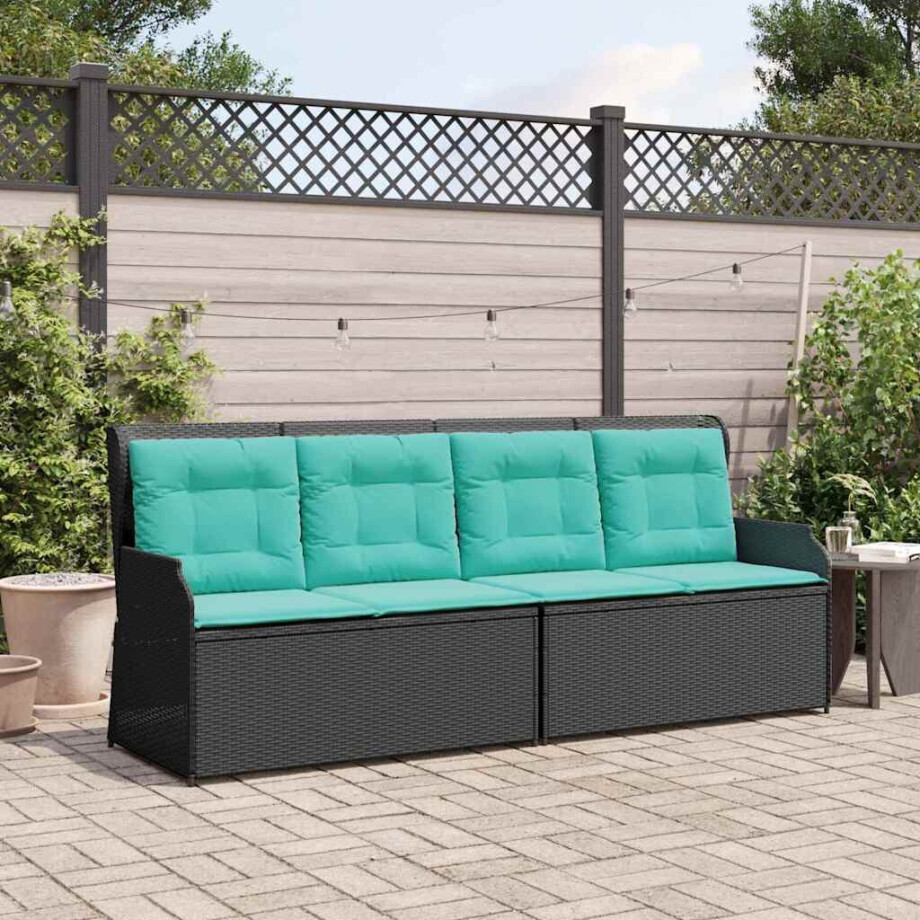 vidaXL Tuinbank Zwart poly rattan vidaXL Tuinbank Zwart poly rattan afbeelding 1