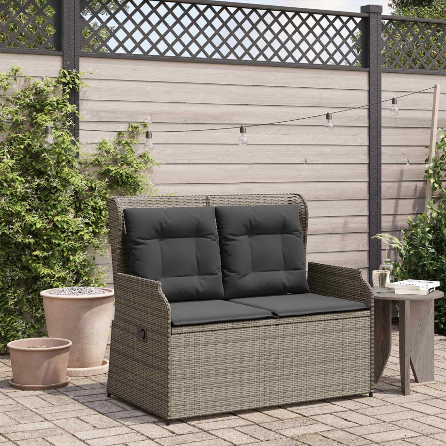 vidaXL Tuinbank Grijs poly rattan afbeelding 1