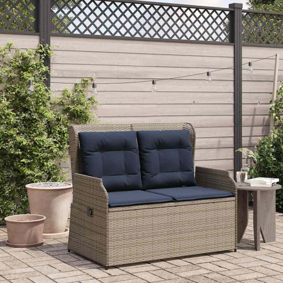vidaXL Tuinbank Grijs poly rattan vidaXL Tuinbank Grijs poly rattan afbeelding 1